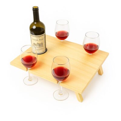Mesa plegable de Picnic con 4 espacios para copas.